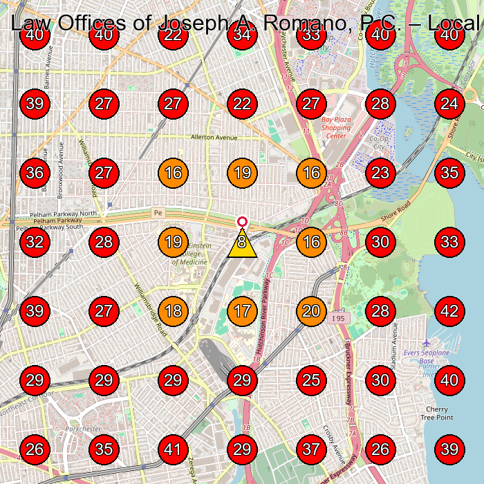 Law Offices of Joseph A. Romano, P.C. GeoGrid visibility map for Personal Injury Attorney in Bronx